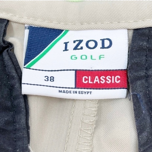 IZOD GOLF Mens Classic Golf Shorts Quick Dry Beige Flat Front 10” Inseam 38 - Picture 4 of 6